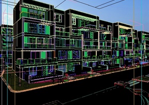 某现代多层联排住宅建筑设计3DMAX模型