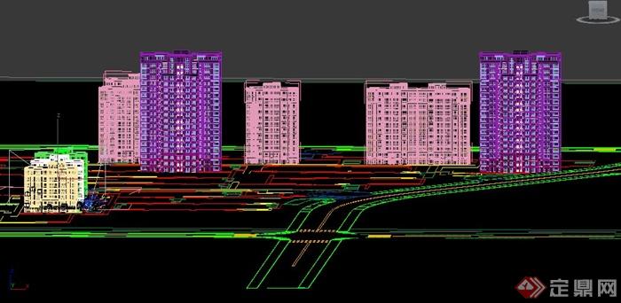 现代某小区多栋独立住宅建筑设3DMAX模型(2)