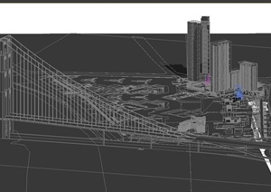 某城市商务区和交通大桥建筑设计3DMAX模型