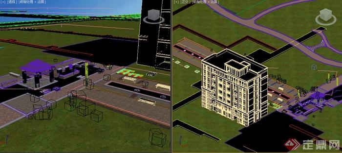 现代风格多层住宅建筑景观设计3DMAX模型(4)