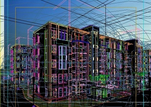 现代风格联排住宅建筑设计3DMAX模型