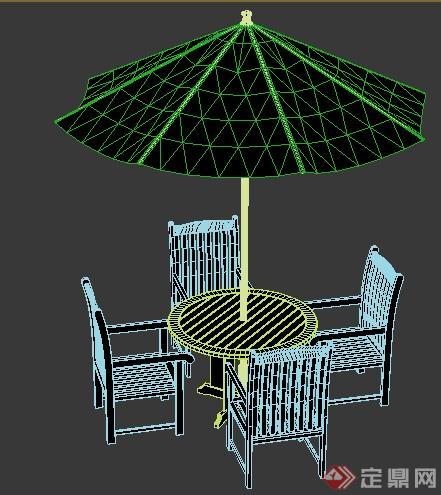 某园林景观桌椅、遮阳伞组合3DMAX模型(2)