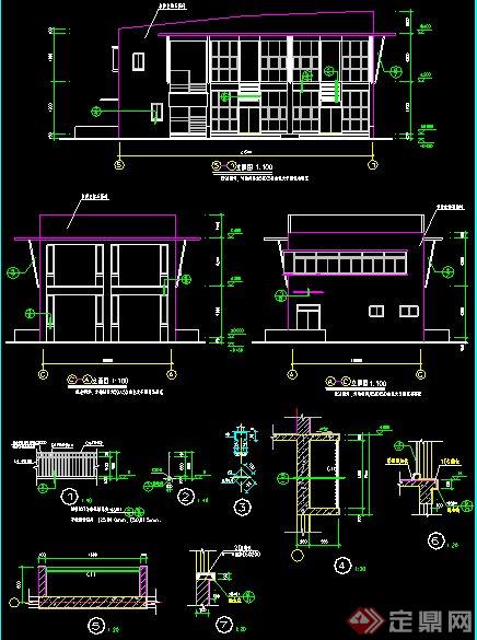 某现代风格文化楼建筑设计施工图（含效果图）(3)