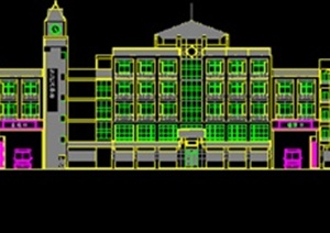 客运站汽车站建筑立面图（dwg格式）