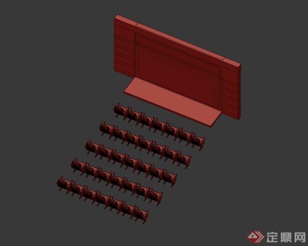 某会议演讲室内配景素材座椅、讲台设计3DMAX模型(1)