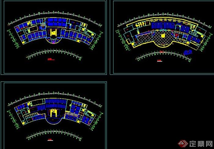 某三层客运站汽车站建筑楼层设计CAD方案图(2)