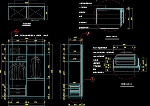 室内空间双开衣柜设计施工图