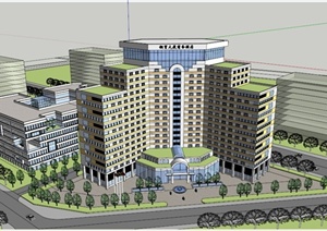 现代某城市钢贸大厦商务酒店建筑设计SU(草图大师)模型