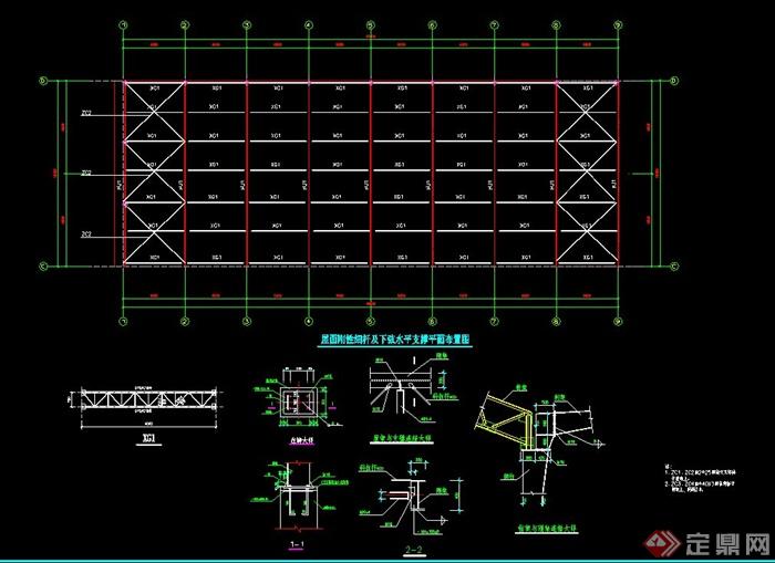 长安汽车某带夹层钢结构展厅建筑设计结构图(1)