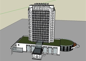 某新中式酒店建筑设计SU(草图大师)模型