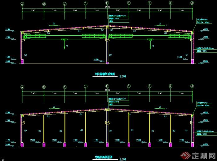 某单层钢结构厂房建筑设计结构施工图(2)