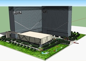 峰达大厦办公楼建筑设计SU(草图大师)模型