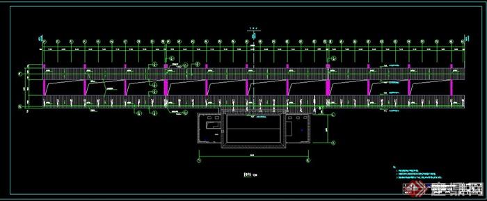 某地铁路站台钢结构建筑设计CAD图(1)