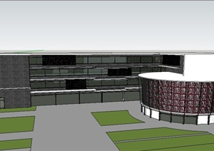 某新中式工会办公楼建筑设计SU(草图大师)模型