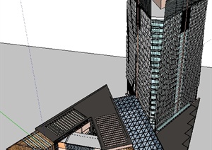 现代风格办公大厦建筑设计SU(草图大师)模型