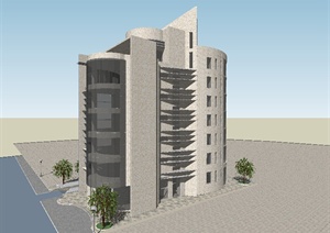 某个现代办公建筑楼设计SU(草图大师)模型