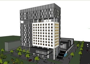 现代高层酒店大楼建筑设计SU(草图大师)模型