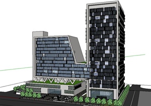 某高层酒店办公建筑设计SU(草图大师)模型