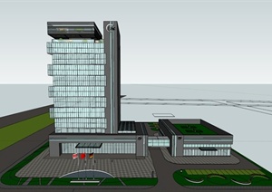 现代某中汽办公大楼建筑设计SU(草图大师)模型
