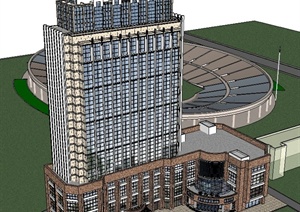 某高层书城办公楼建筑设计SU(草图大师)模型