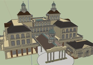 某古典欧式酒店建筑设计SU(草图大师)模型