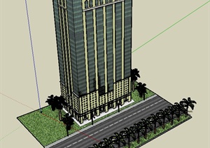 某银行办公大厦建筑设计SU(草图大师)模型