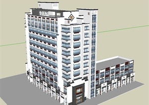 某快捷酒店建筑设计SU(草图大师)模型