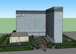 某地峰达大厦办公楼建筑设计SU(草图大师)模型