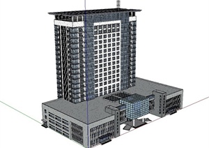 某栋高层酒店建筑设计SU(草图大师)模型