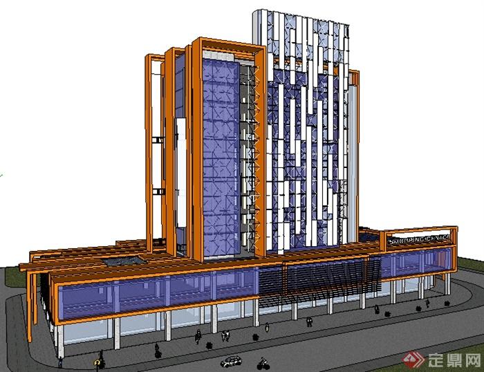 某现代购物中心商业办公建筑设计SU模型(1)