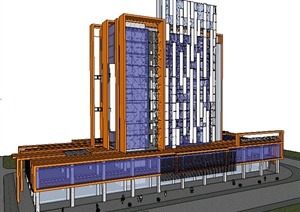某现代购物中心商业办公建筑设计SU(草图大师)模型