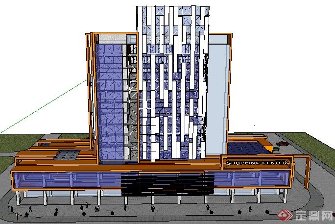 某现代购物中心商业办公建筑设计SU模型(3)