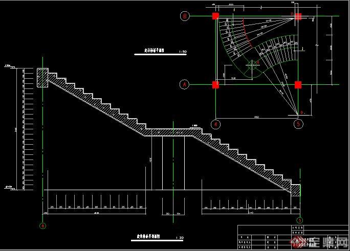 室内空间旋转楼梯平面与展开剖面(1)