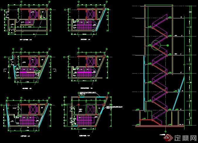 6款不同造型楼梯设计施工图(2)