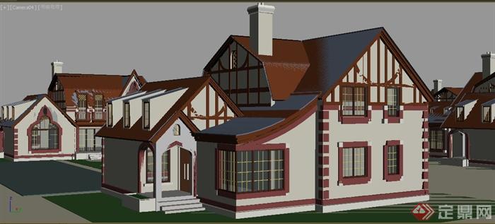 某美式别墅住宅区建筑设计3DMAX模型(1)