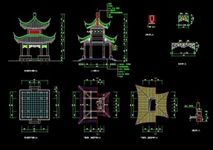 多款古典中式亭子设计CAD图