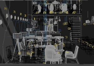 某工业风格餐饮空间室内装修设计3DMAX模型