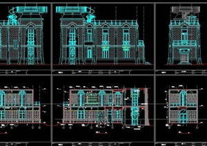 某欧式两层住宅建筑室内装饰布置设计CAD图