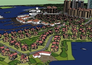 某大型游船码头住宅区建筑设计SU(草图大师)模型