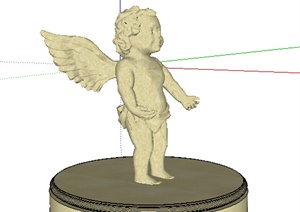 石材质小天使雕塑设计SU(草图大师)模型