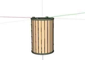 某木质垃圾桶设计SU(草图大师)模型素材