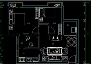某两室一厅住宅空间室内设计CAD图