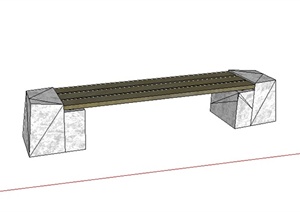 某公园简易坐凳设计SU(草图大师)模型参考