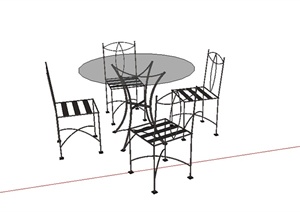 某家具玻璃材质坐凳设计SU(草图大师)模型