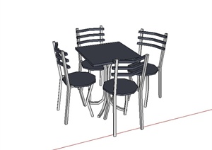 某家具坐凳设计SU(草图大师)模型素材（含小桌子）