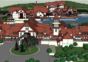 某欧式山地住宅区住宅建筑设计SU(草图大师)模型