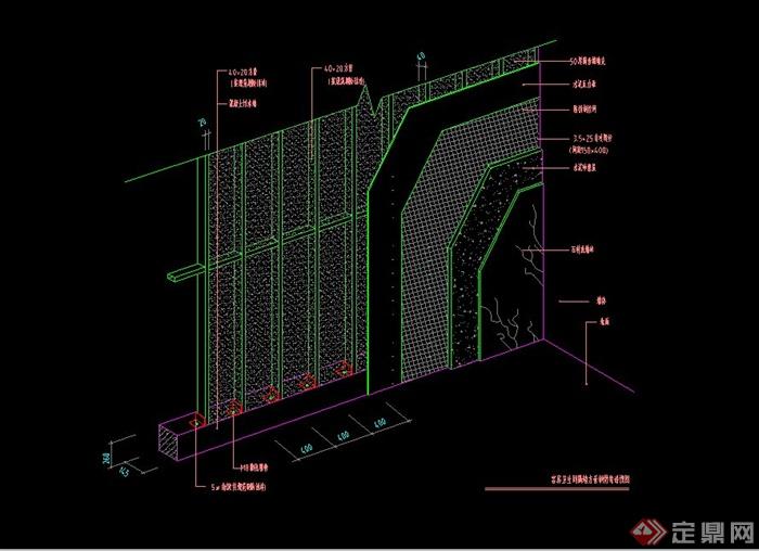 某建筑卫生间装饰隔墙节点设计CAD施工图(1)