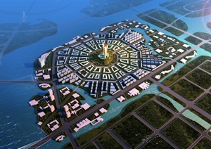 某滨水城市建筑规划设计3dmax模型