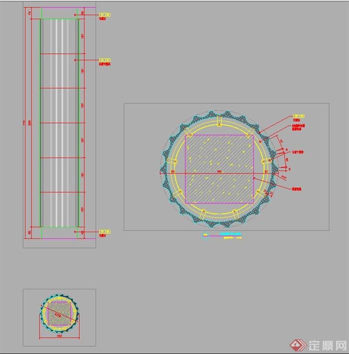 瓦楞大理石包圆柱设计施工图(1)