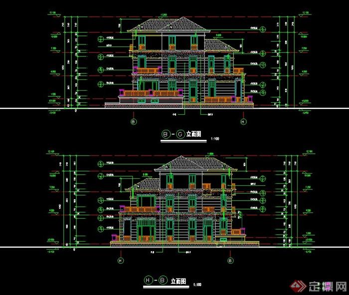 某3层别墅建筑设计建施图和结施图(1)
